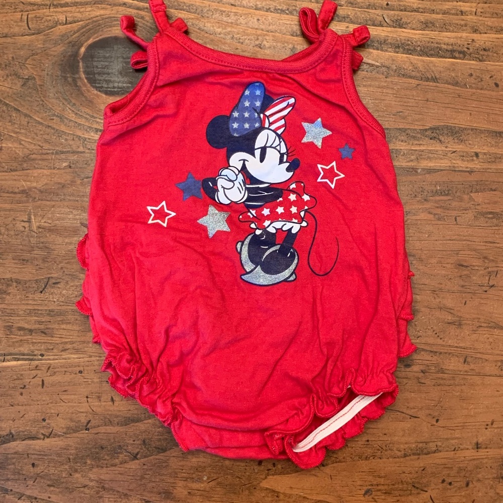 ** Disney Minnie Mouse Red Onesie w/ Ruffles Newborn